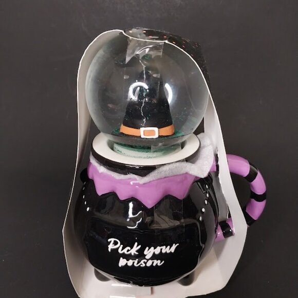 Witch "Pick Your Poison" Cauldron Mug Snow Globe Lid - Picture 2 of 5